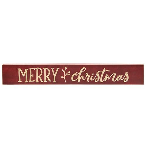 Primitive Merry Christmas Twig and Berry Engraved Sign. 24" x 3.5"