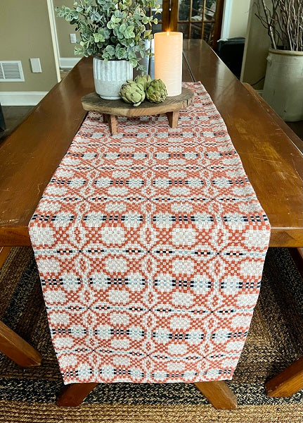 Primitive Patriot's Knot Coverlet Short Table Runner 14"x32"