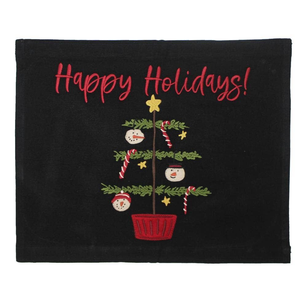 Primitive Snowmen and Christmas Tree Pennant 19.5"x16"