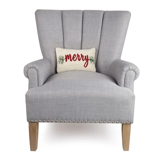 Merry Hooked Throw Pillow 12"x 8"