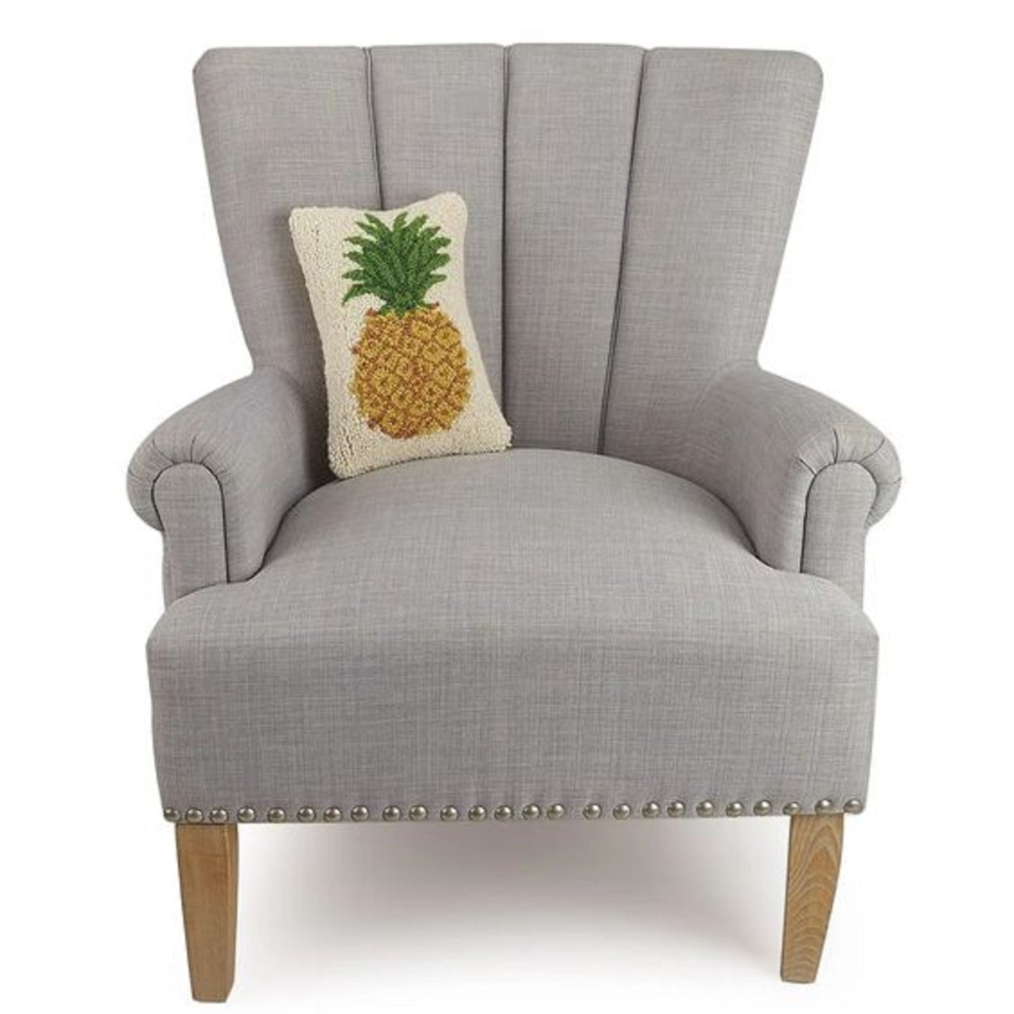 Pineapple Wool Hooked Pillow 12" x 8"