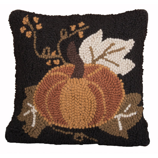 Fall Pumpkin Hooked Pillow 14"x14"