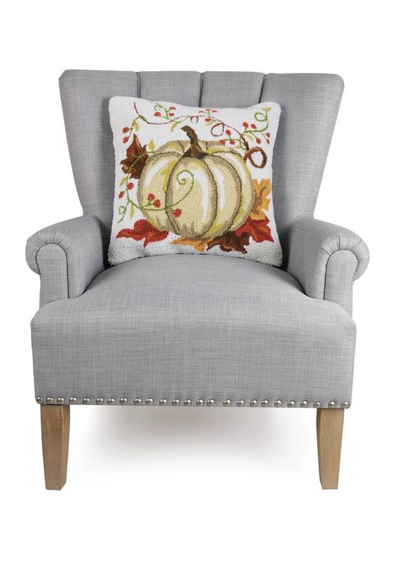 Cream Harvest Pumpkin Hook Pillow 18"x18"