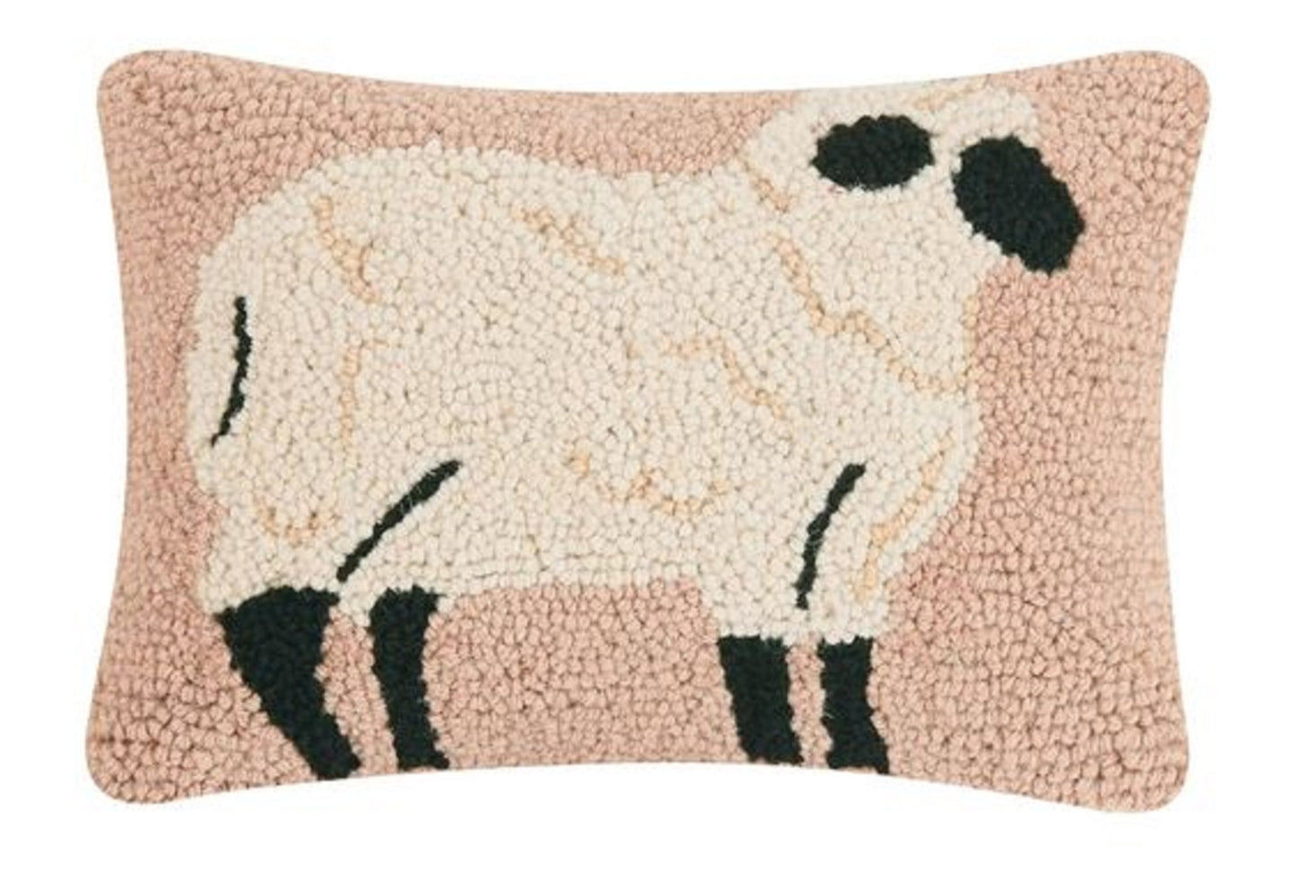 Sheep Wool Hooked Pillow 8" x 12"