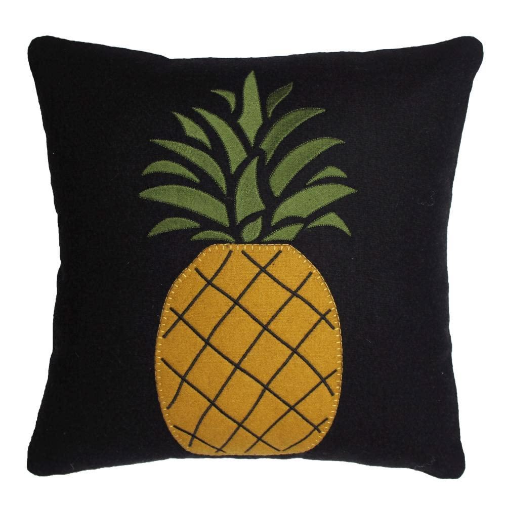 Primitive Wool Felt Pineapple Pillow 14"x14"