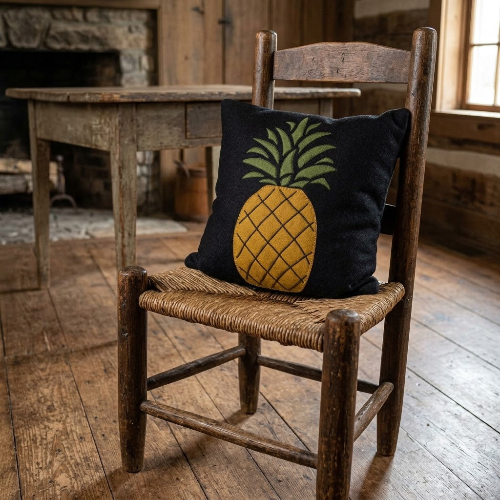 Primitive Wool Felt Pineapple Pillow 14"x14"