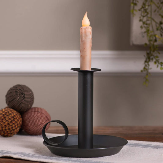 Colonial Raised Large Candle Holder, Rustic Black