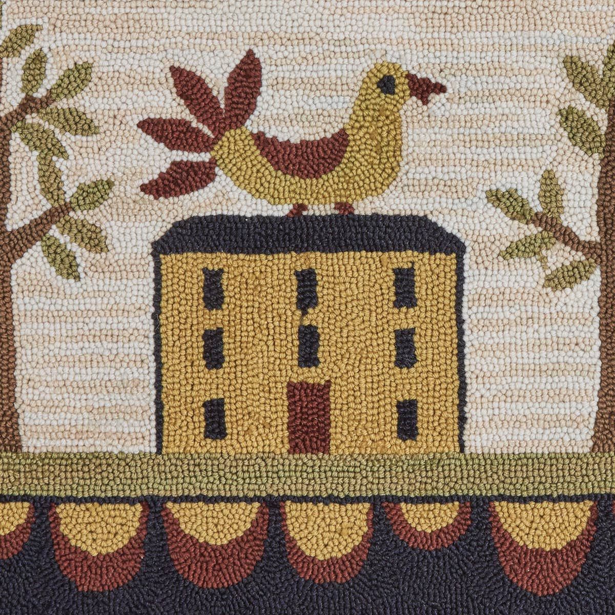 Primitive Bless Our Home Saltbox House Hooked Rug 2'x3'