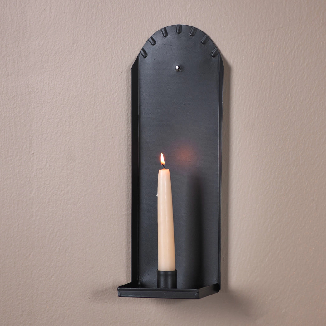Primitive Colonial Salem Candle Sconce, Black