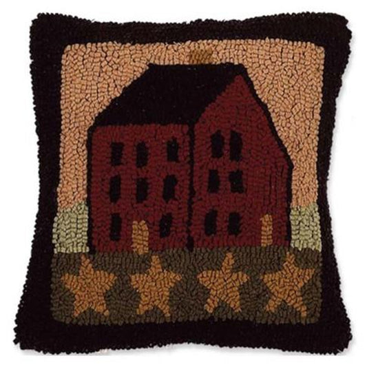 Hooked Saltbox House Pillow Cover and Insert 14" x 14"