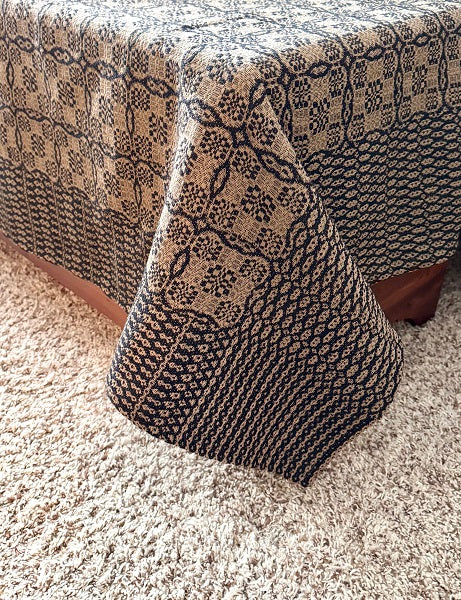 Primitive Colonial Saratoga Coverlet Bed Cover King Size Black/Tan