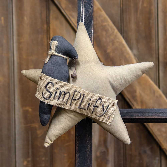 Primitive Simplify Star with Crow Ornament 9"