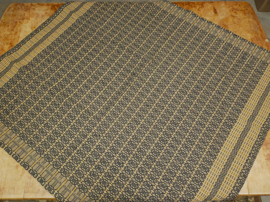 Primitive/Colonial Coverlet Richburg Table Square 34" Mustard/Black/Tan