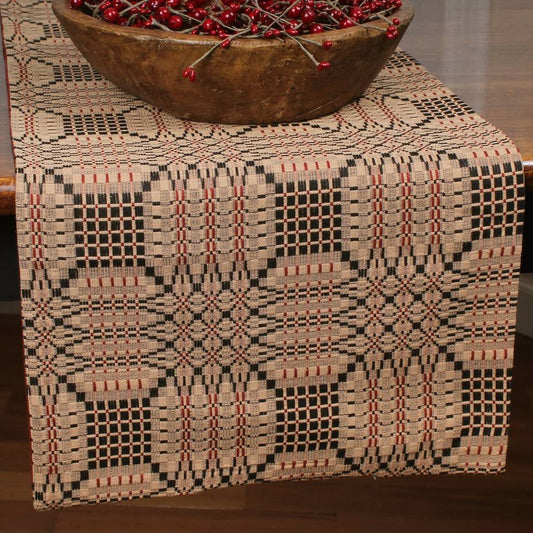 Primitive Trenton Jacquad Table Runner 14x36