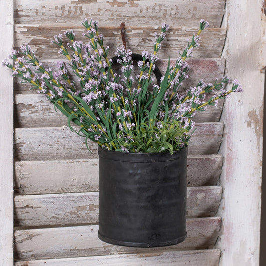 Primitive Rustic Iron Wall Hanging Pot, Black