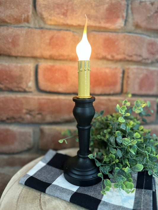 Primitive Colonial Wellington Spindle Accent Lamp, Black